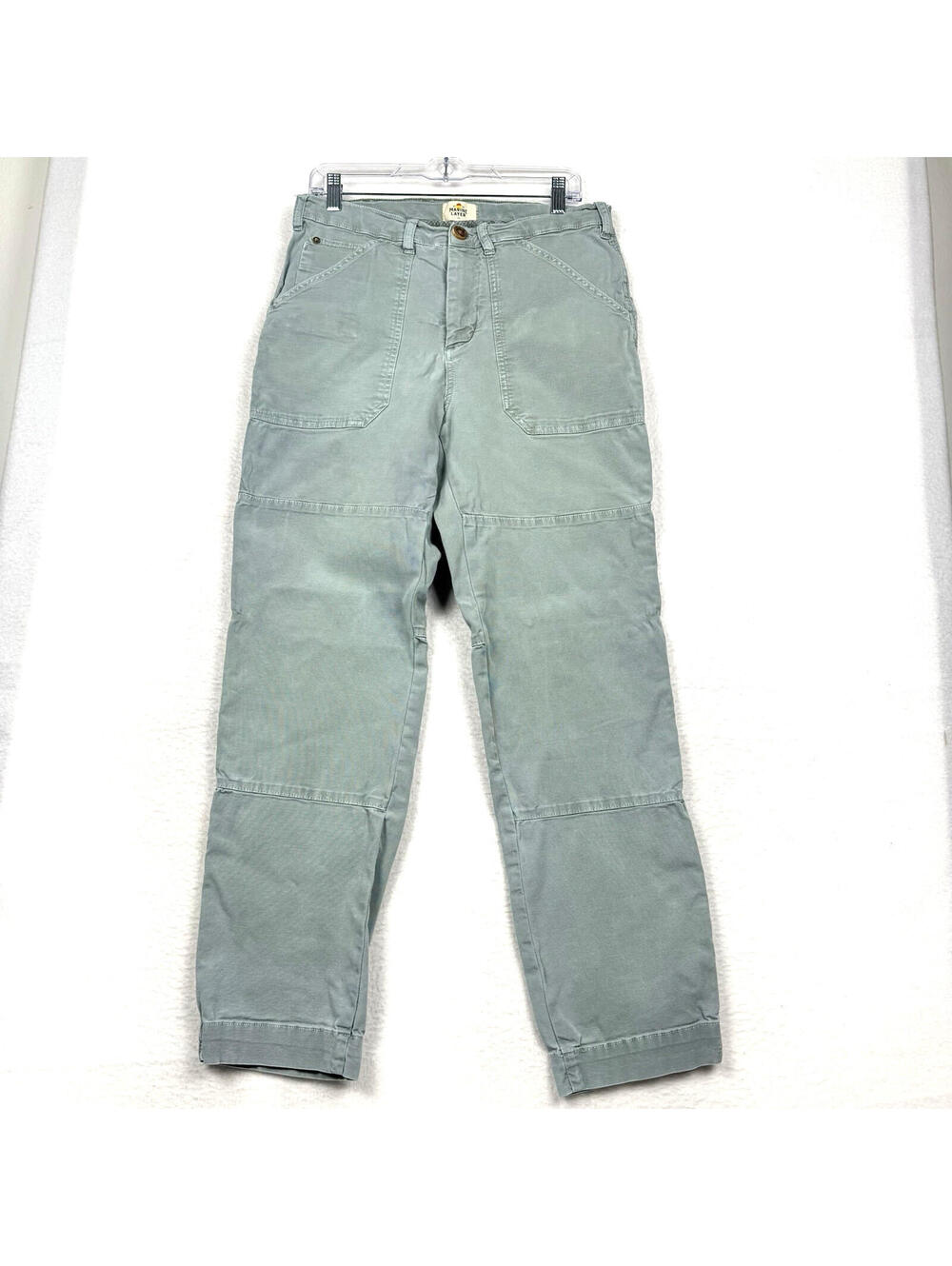 Marine Layer Mens 32x31 Utility Work Pants Sage Green Straight Leg Relaxed